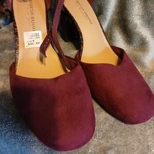Gorgeous Christian Siriano Deep Red Suede Heels